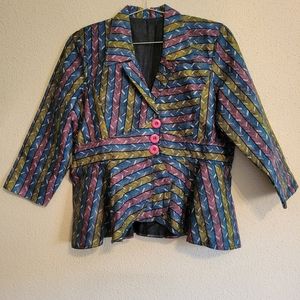 Handmade Multicolor blazer with peplum style no size best fit large